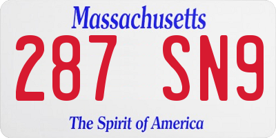 MA license plate 287SN9