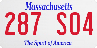 MA license plate 287SO4