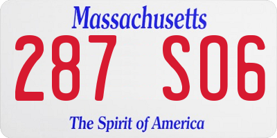 MA license plate 287SO6