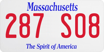 MA license plate 287SO8