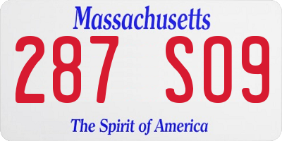 MA license plate 287SO9