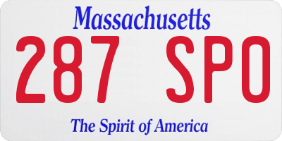 MA license plate 287SP0