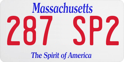 MA license plate 287SP2