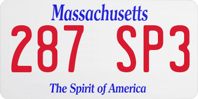 MA license plate 287SP3