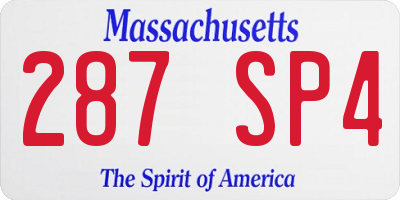 MA license plate 287SP4