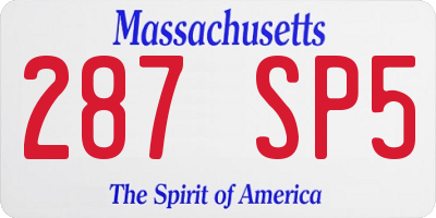 MA license plate 287SP5