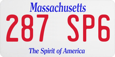 MA license plate 287SP6