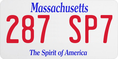 MA license plate 287SP7