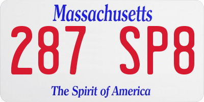 MA license plate 287SP8