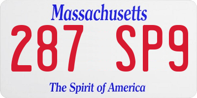 MA license plate 287SP9