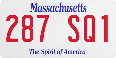MA license plate 287SQ1