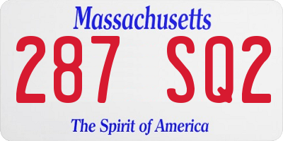 MA license plate 287SQ2