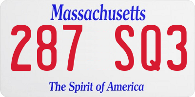 MA license plate 287SQ3