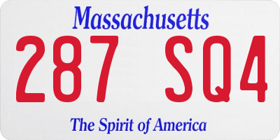 MA license plate 287SQ4