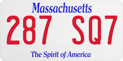 MA license plate 287SQ7