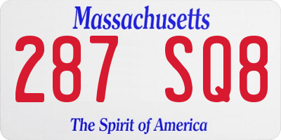 MA license plate 287SQ8