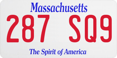 MA license plate 287SQ9