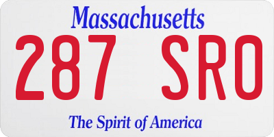 MA license plate 287SR0