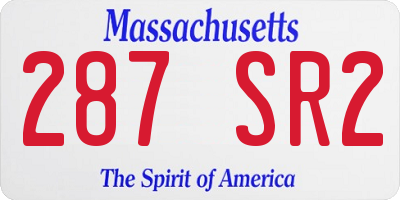 MA license plate 287SR2