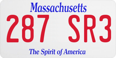 MA license plate 287SR3