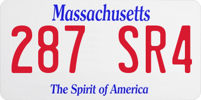 MA license plate 287SR4