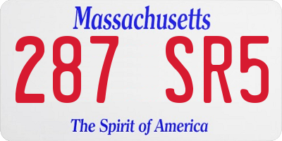 MA license plate 287SR5