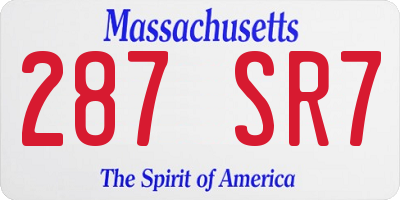 MA license plate 287SR7