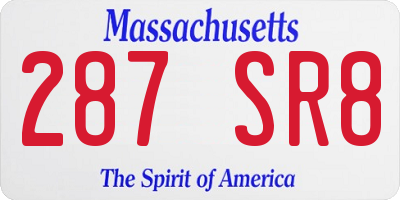 MA license plate 287SR8