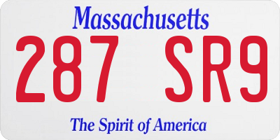 MA license plate 287SR9