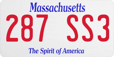 MA license plate 287SS3