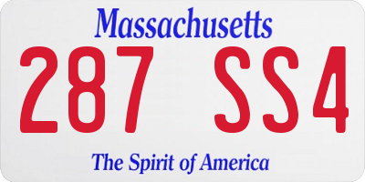 MA license plate 287SS4