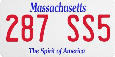 MA license plate 287SS5