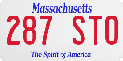MA license plate 287ST0