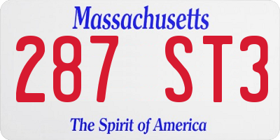 MA license plate 287ST3