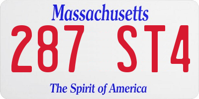 MA license plate 287ST4