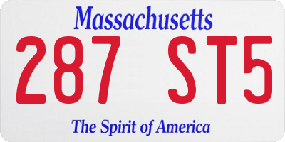 MA license plate 287ST5