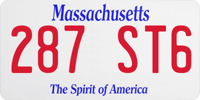 MA license plate 287ST6