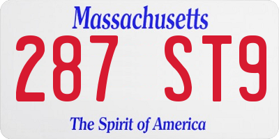 MA license plate 287ST9