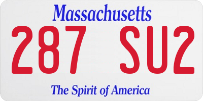 MA license plate 287SU2