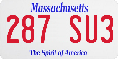 MA license plate 287SU3