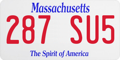 MA license plate 287SU5
