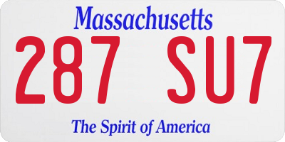 MA license plate 287SU7