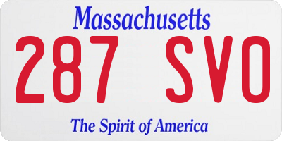 MA license plate 287SV0