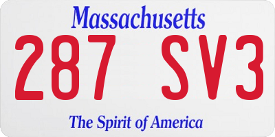 MA license plate 287SV3
