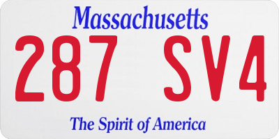 MA license plate 287SV4