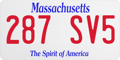 MA license plate 287SV5