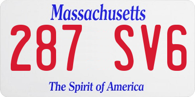 MA license plate 287SV6