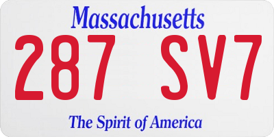 MA license plate 287SV7