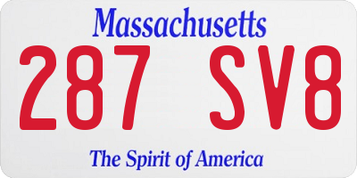 MA license plate 287SV8