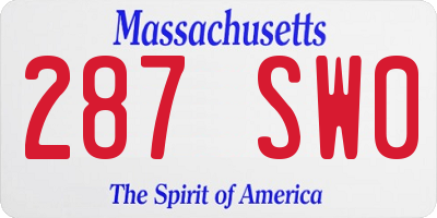 MA license plate 287SW0